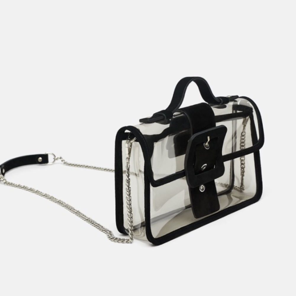 Zara vinyl crossbody bag with leather trim - Picture 2 of 7